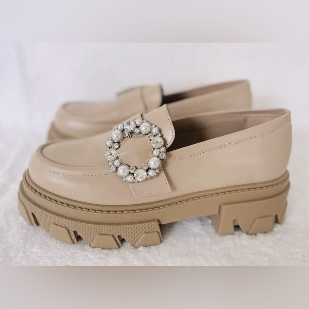 Alohas Platform Loafer Trailblazer Crystal Stone Beige EU 38 / US size 7.5 - Picture 10 of 15